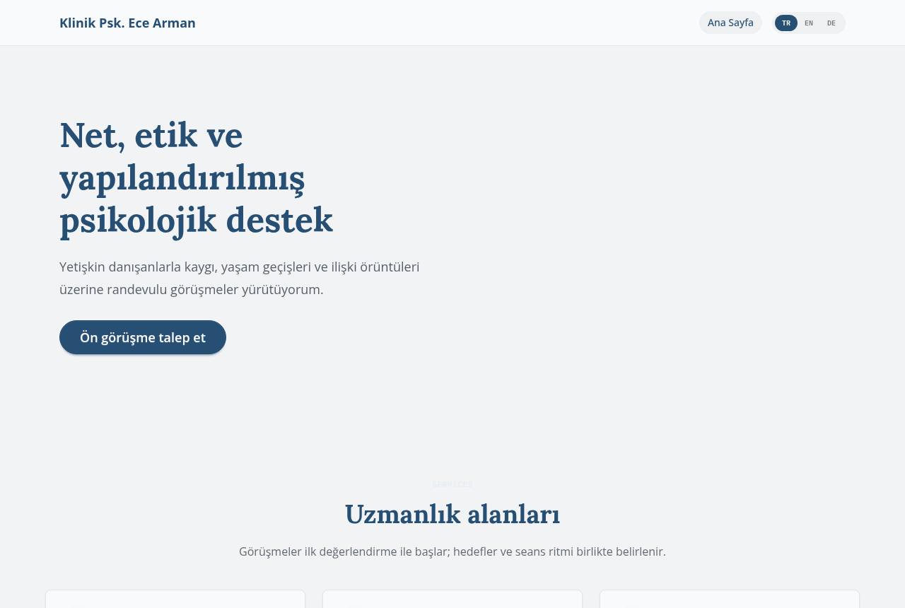 Modern Klinik — Net, etik ve yapılandırılmış psikolojik destek